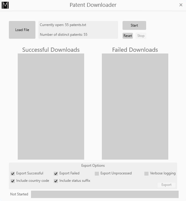 The Patent Downloader before
  starting a download. (Click thumbnail for releases)